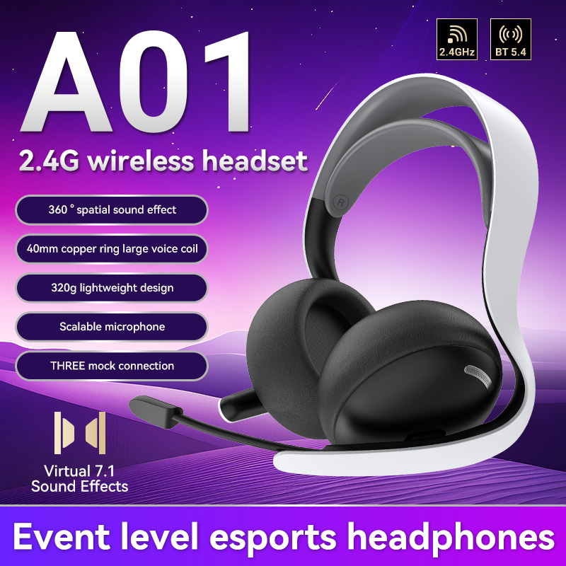 Esports Gaming Phone - سماعة ألعاب لاسلكية/سلكية/بلوتوث A01 بتقنية 2.4
