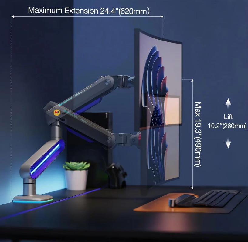 ذراع شاشة الألعاب ERGONOMIC لش - مراجعة Gaming Monitor Curved وسعره