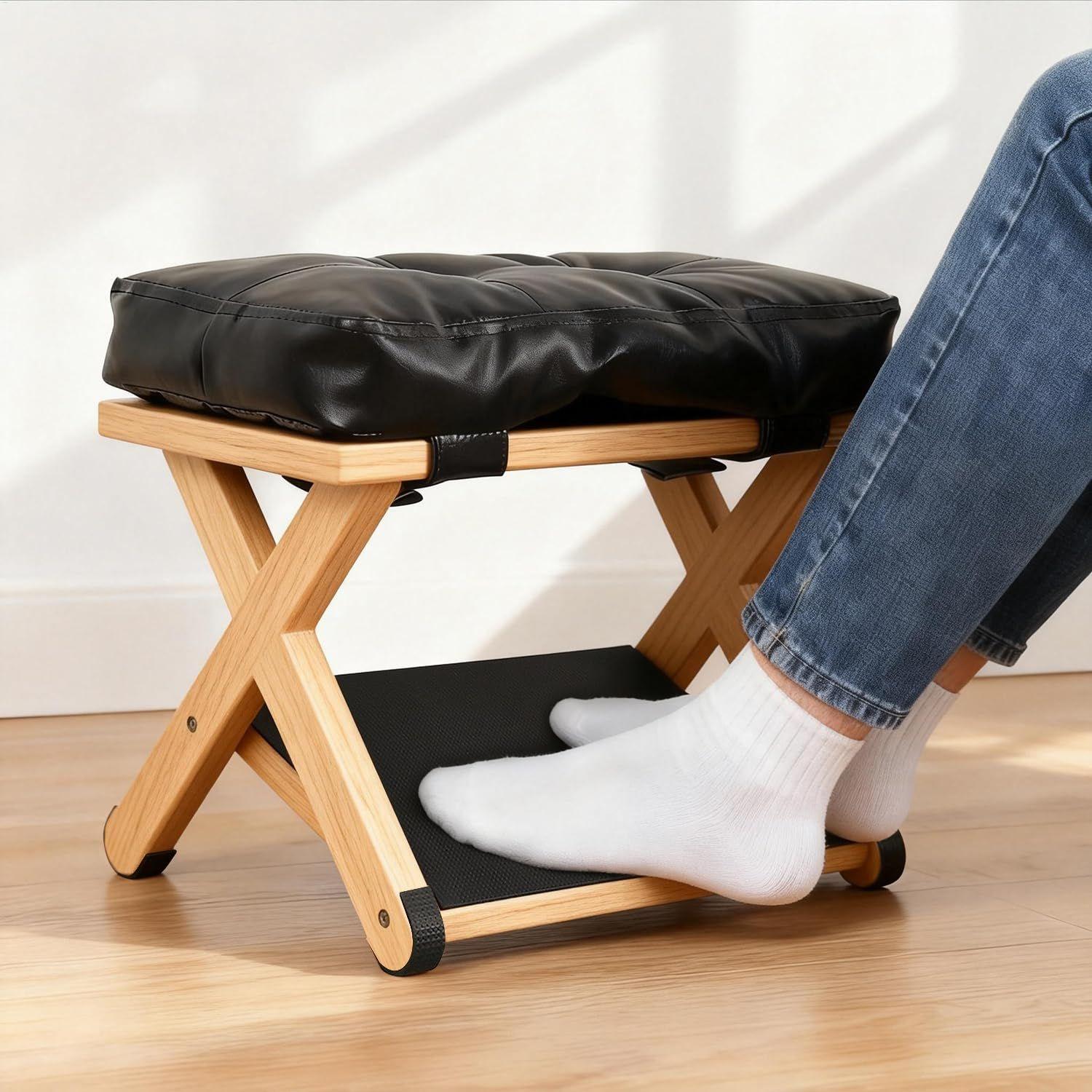 مسند قدم خشبي مزدوج الطبقات غي - مراجعة Footrest Under Desk وسعره